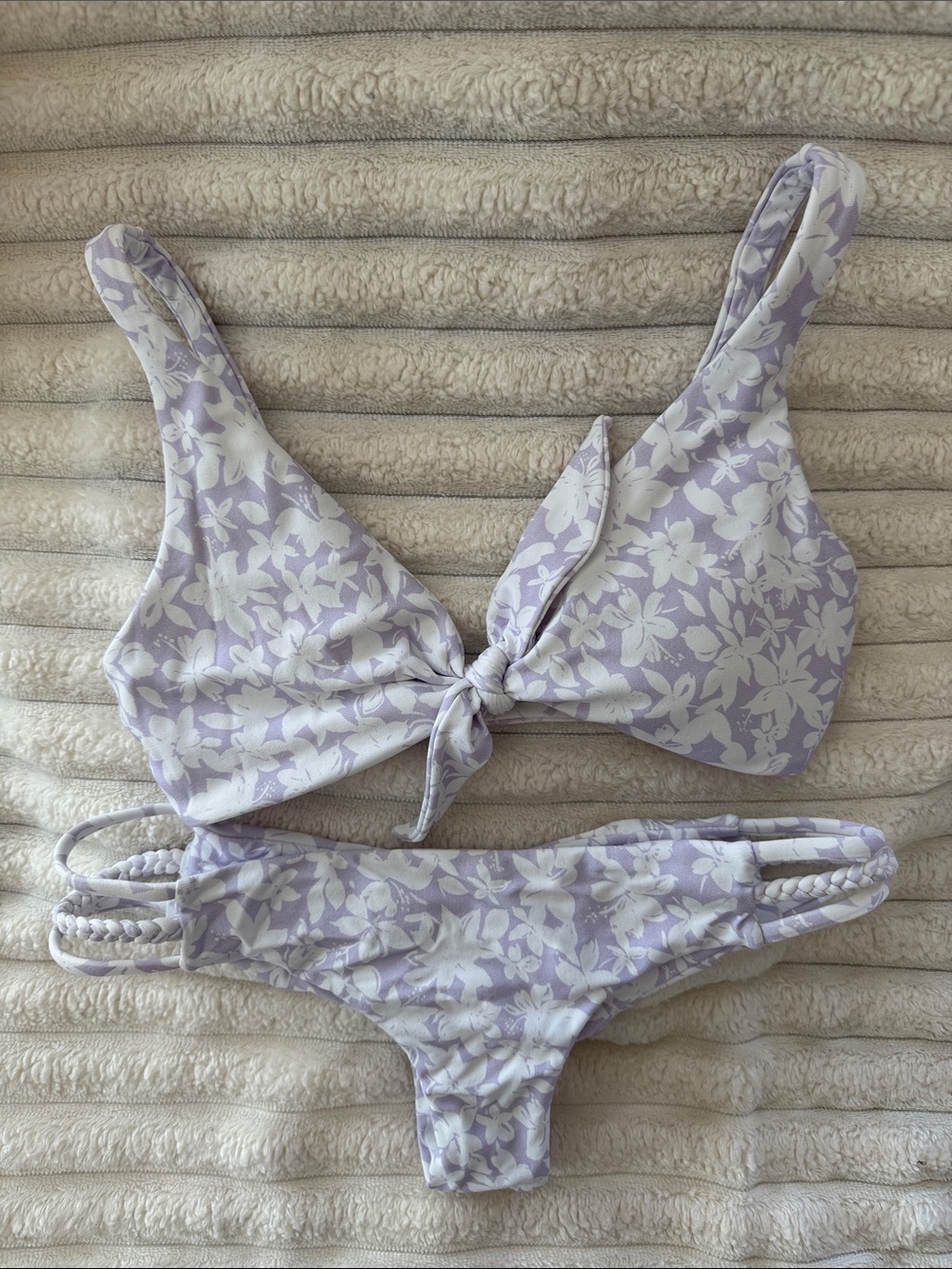 Midori Lavender Floral Tie-Front Bikini Set